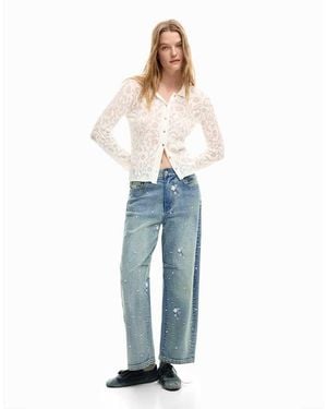 Desigual Embroidered Jeans - Blue