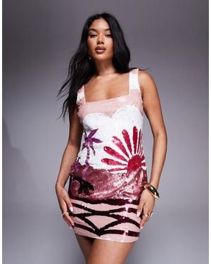 River Island Sequin Embellished Mini Dress - Pink
