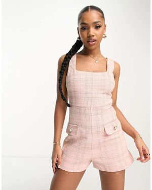 Miss Selfridge Boucle Check Romper - Pink