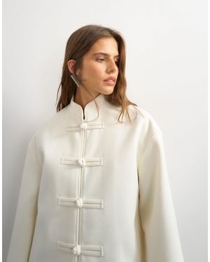 TOPSHOP Self frogging Formal Blazer Coat - White