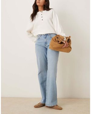 Gina Tricot Low Waist Wide Leg Jeans - Blue