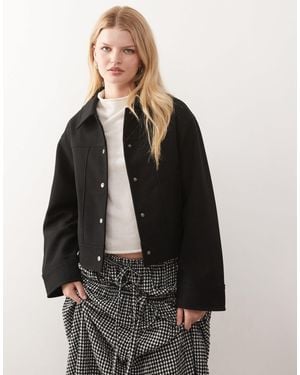 Noisy May Brushed Jacket With Panel Detail - Black