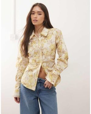 Monki Cinched Waist Shirt - Natural