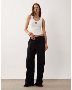 Miss Selfridge Linen Blend Wide Leg Trouser - Black