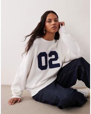 Cotton On Oversized Fluffy Knit Sweatshirt - Blue