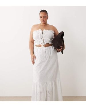 Esmee Curve Tie Front Maxi Broderie Beach Skirt - White