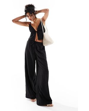 esmé studios Esmee Exclusive Beach Textured Wide Leg Trouser Co-ord - Black