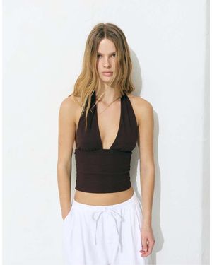 Pull&Bear Halter Balconette Top - White