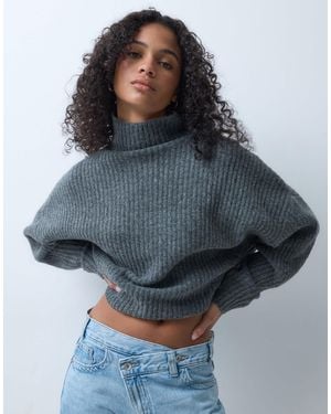 ASOS Batwing Funnel Neck Sweater - Blue