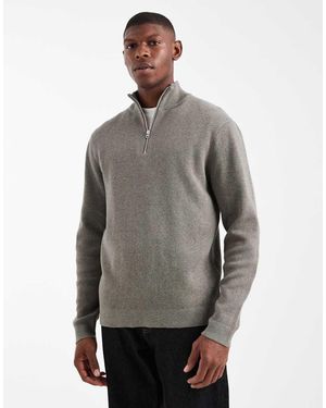 Only & Sons Jersey De Punto Con Media Cremallera En Gris-Verde