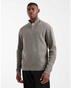 Only & Sons Half Zip Knitted Jumper - Grey