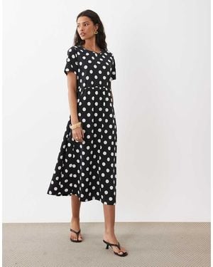 Threadbare Midi Jurk Van Jersey Met Korte Mouwen - Wit