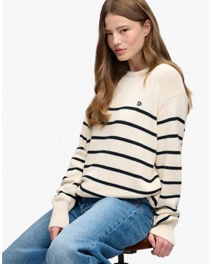 Superdry Oversized Stripe Jumper - White