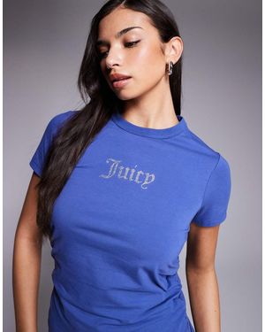 Juicy Couture Co-ord Fitted Diamante Logo T-shirt - Blue