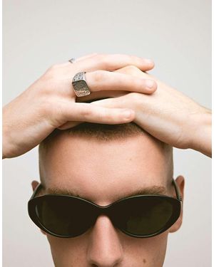 Bershka Polarised Oval Sunglasses - Black