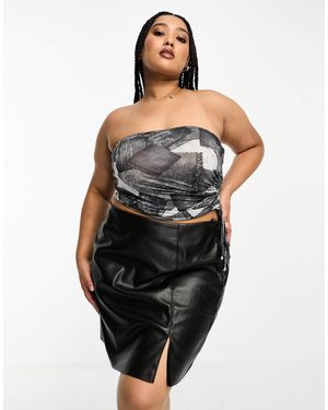 Noisy May Faux Leather Mini Skirt With Slit - Black
