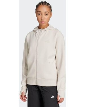 adidas Originals Adidas Training D4T Full-Zip Hooded Sweatshirt - White