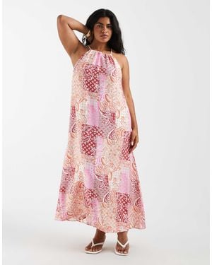 Vero Moda High Neck Trapeze Midi Dress - Pink