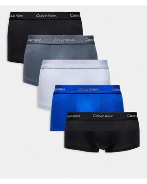 Calvin Klein Icon Cotton Stretch 5 Pack Low Rise Trunks - Blue