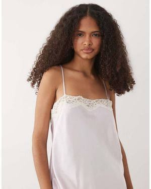 Mango Satin And Lace Cami Top - Pink