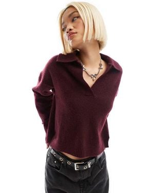 Monki Maglione A Maniche Lunghe Con Colletto - Rosso