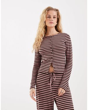 JJXX Striped Co-Ord Cardigan - Red