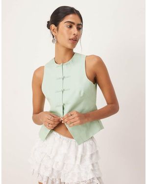 Mango Tailored Button Detail Top - Green