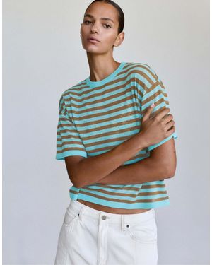 Pull&Bear Pull rayé en maille fine - turquoise - Gris