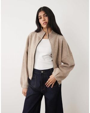 Cotton On Luxe Tuck Hem Bomber Jacket - Natural