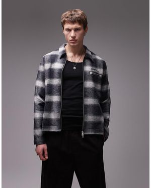 AllSaints Ellis Zip Through Check Jacket - Gray