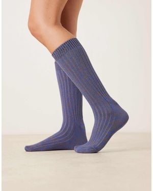 ASOS – stricksocken aus braunem und hellem garn-mix - Blau