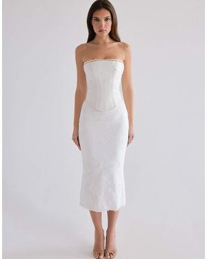 House Of Cb Antonie Cotton Broderie Anglaise Midi Skirt - White