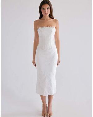 House Of Cb Livie Cotton Broderie Strapless Corset Top - White