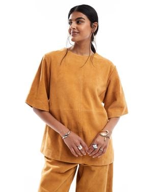 ASOS Suede Oversized Cocoon Sleeve Tee Co-ord - Orange