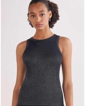 Intimissimi Ribbed Lamé Cotton Vest Top - Blue