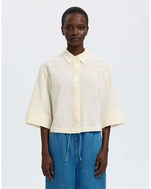 SELECTED Camicia Con Maniche A 3/4 Bianco Airone