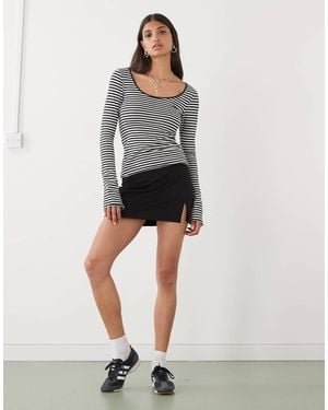 Monki Jersey Mini Skirt With Front Split - Blue
