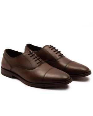 Thomas Crick Merlin Leather Oxford Toecap Shoes - Brown