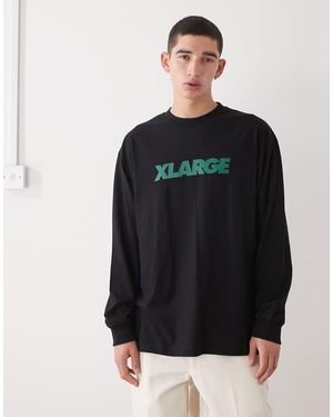 X-Large Camiseta Negra De Manga Larga Con Logo De - Negro