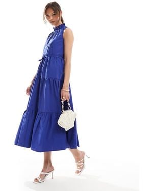 French Connection Vestito Al Polpaccio A Balze E Accollato - Blu