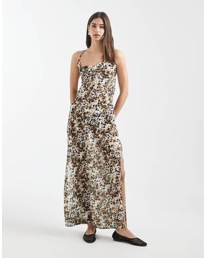 Aray Vestido Playero Largo Transparente Con Estampado De Leopardo De - Blanco