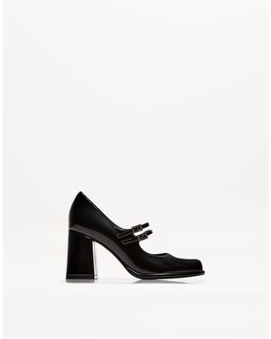 Bershka Block Heel Mary Jane Style Shoes - White