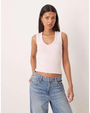 Gina Tricot V Neck Rib Tank - Blue