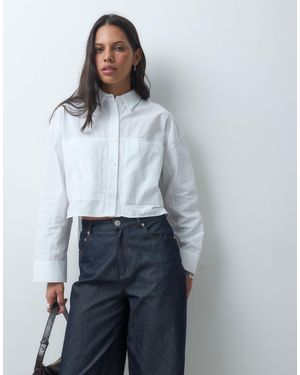 ASOS Cropped-baumwollhemd mit taschen-detail - Blau