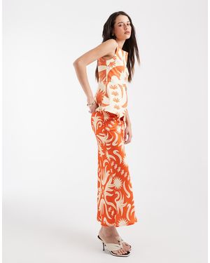 Never Fully Dressed Cairo Dorris Satin Maxi Skirt Co-Ord - White