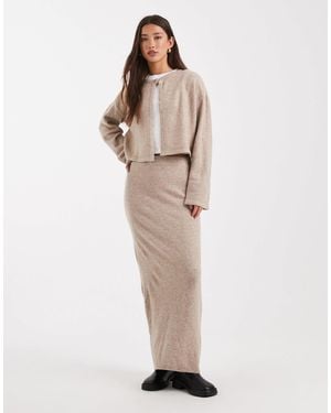 Pieces Knitted Midi Skirt Co-ord - Natural