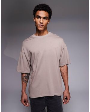 River Island Camiseta Claro De Corte Cuadrado Extragrande De -Neutro - Gris