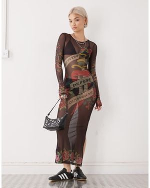 Ed Hardy Death Before Dishonor Dress - Natural