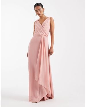TFNC London Bridesmaid Chiffon Maxi Dress With Twist Detail - Pink
