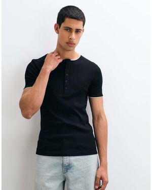 ASOS Muscle Fit Henley T-Shirt - Black